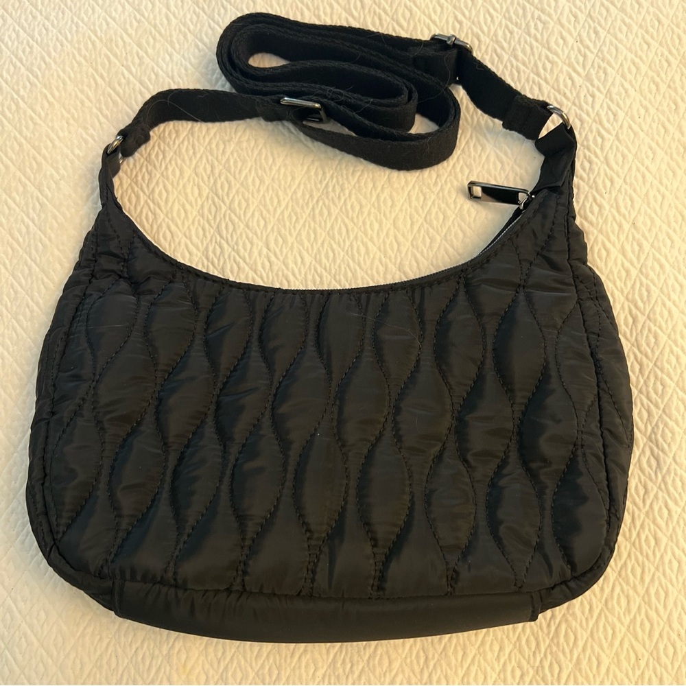 TIME AND TRU Quilted Fabric Shoulder Bag with Leopard Print Lining